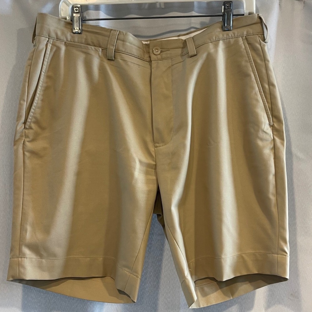 Polo Ralph Lauren Mens 34 Tan Khaki Performance Chino Golf Shorts Flat Front